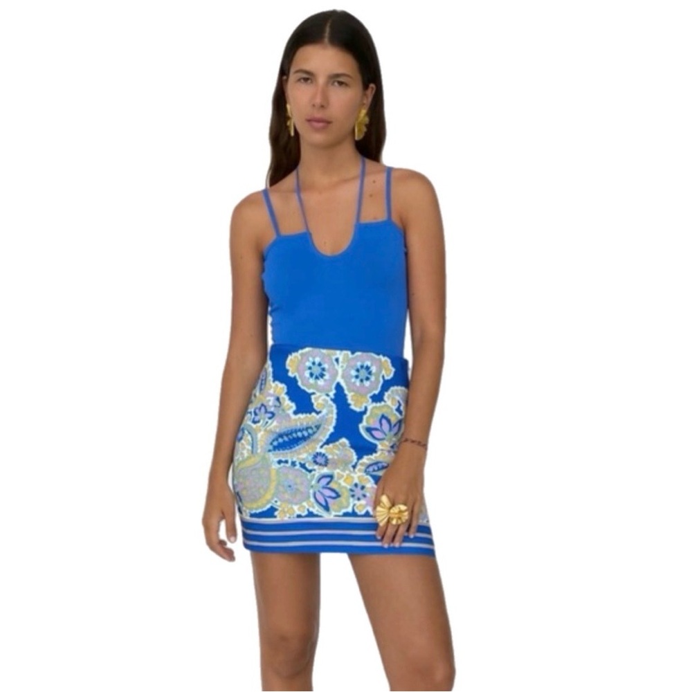 Zara Blue Floral Mini Skirt